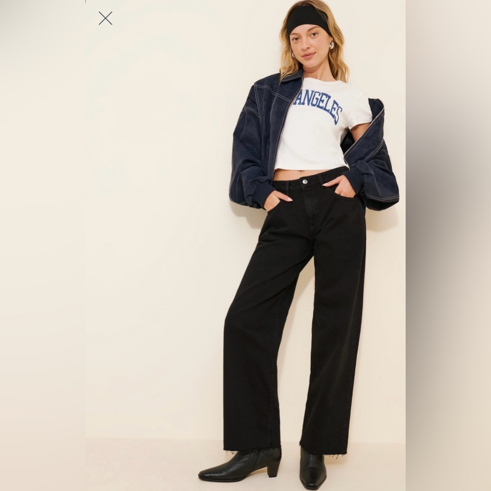 Icon Denim Black Wide-Leg Jeans | Size 30